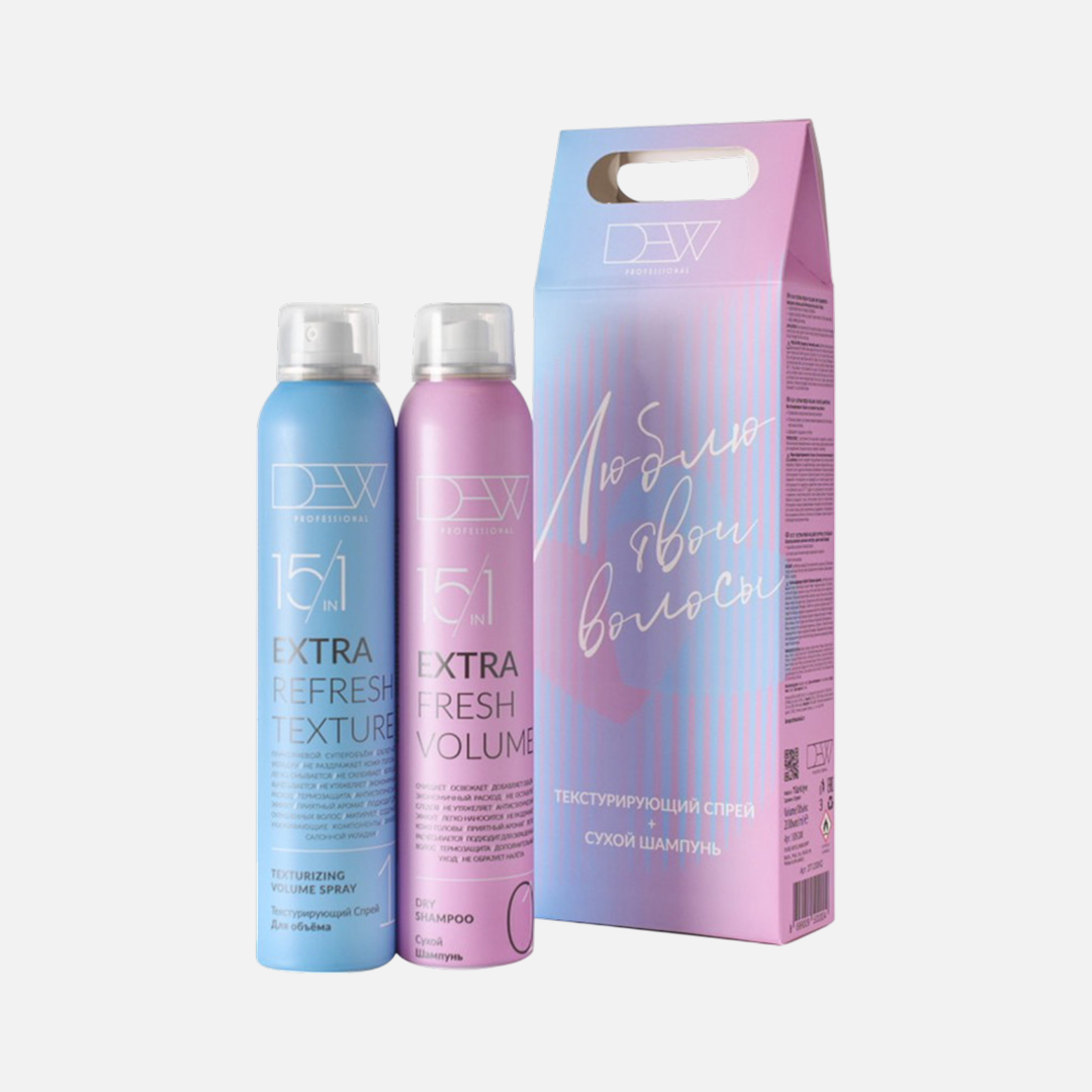 DEW PROFESSIONAL REFRESH TEXTURE+FRESH VOLUME,  набор текстурирующий спрей + сухой шампунь для волос
