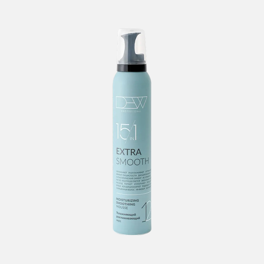 DEW PROFESSIONAL EXTRA SMOOTH 15 в 1, мусс для волос увлажняющий разглаживающий, 200 мл