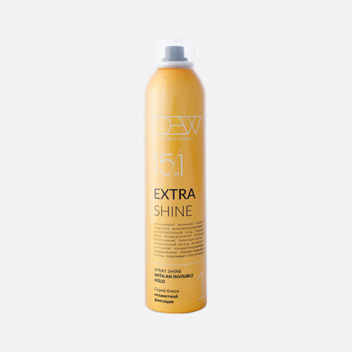 DEW PROFESSIONAL EXTRA SHINE 15 в 1, спрей-блеск незаметной фиксации, 200 мл